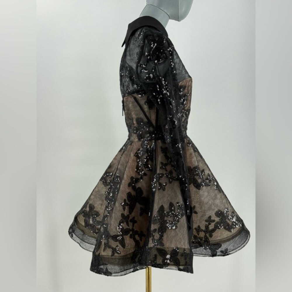 🆕 BRONX & BANCO 🧿 NWOT Maraya Jasmine Black Sequin Lace Mini Dress, Sz M US 6 - Picture 6 of 16